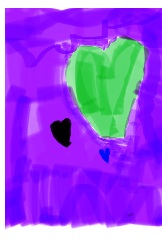 Zielone serce na fioletowym tle