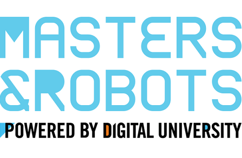 logo powered by masters and robots bez tla czarny napis