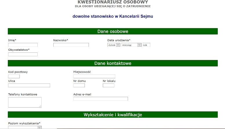 Kwestionariusz osobowy