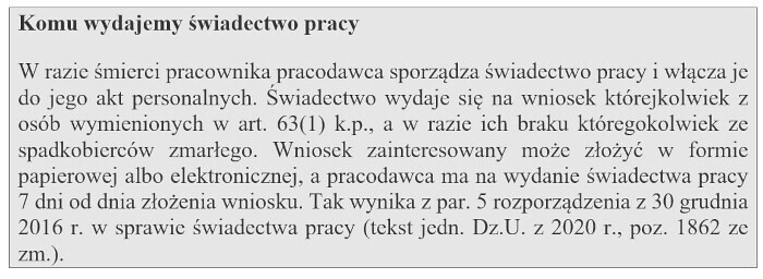 Komu wydajemy świadectwo pracy