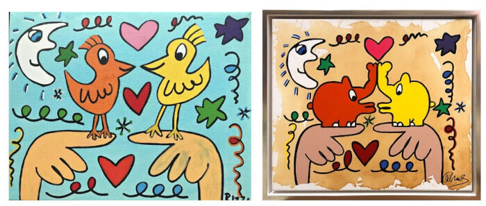 „parodia” utworu Rizzi „Love those love birds” w dziele Waalkesa: "Love those Loveottifants" 