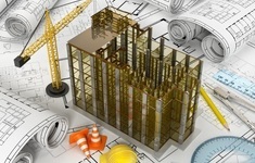 projekt budowlany dom makieta dzwig kask