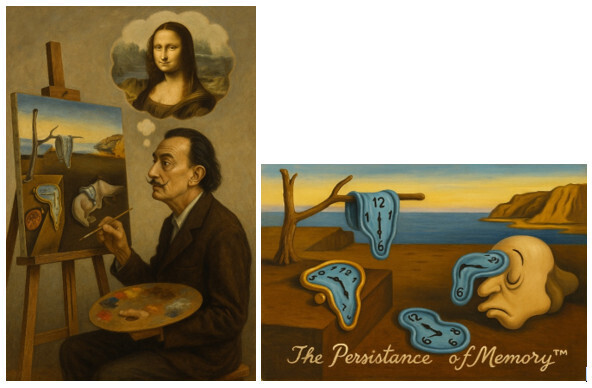 Obraz Salvadora Dali „Trwałość pamięci”. Dopowiedzenia - dozwolony użytek i AI.