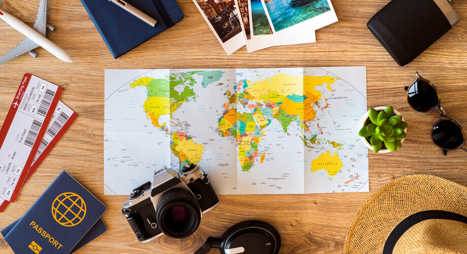 podroze mapa samolot paszport bilety