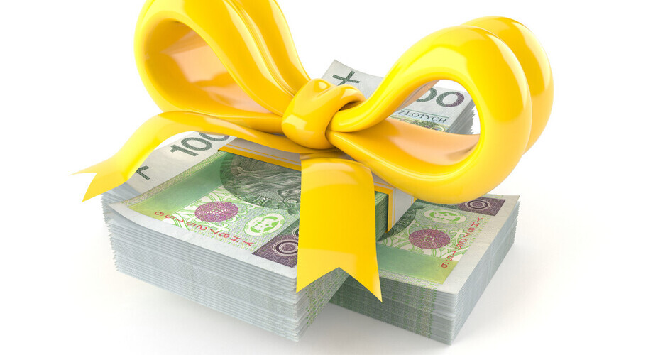 banknoty pieniadze zlotowki kokarda