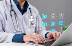 Cyberzdrowie Lekarz Laptop Ikony