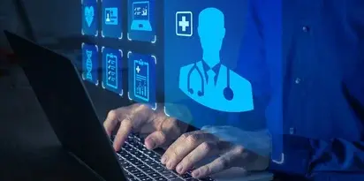 Cyberzdrowie Lekarz Laptop Ikony