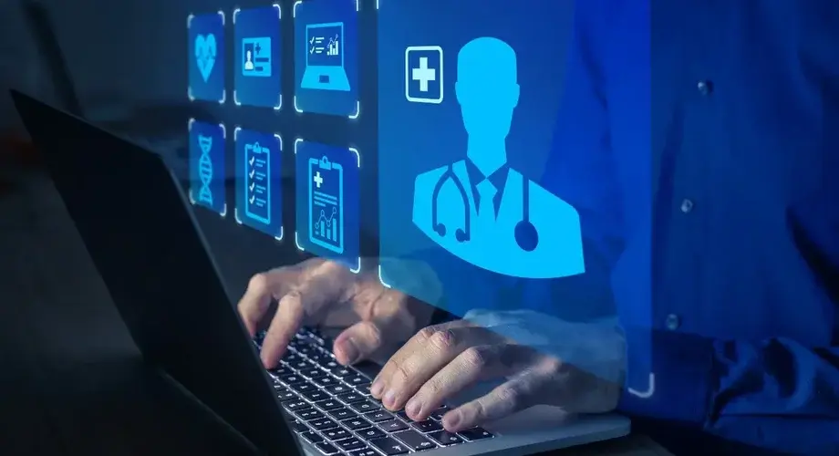 Cyberzdrowie Lekarz Laptop Ikony