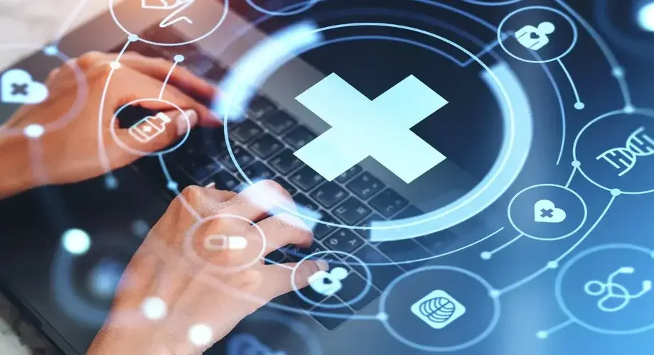 Cyberzdrowie Lekarz Laptop Ikony